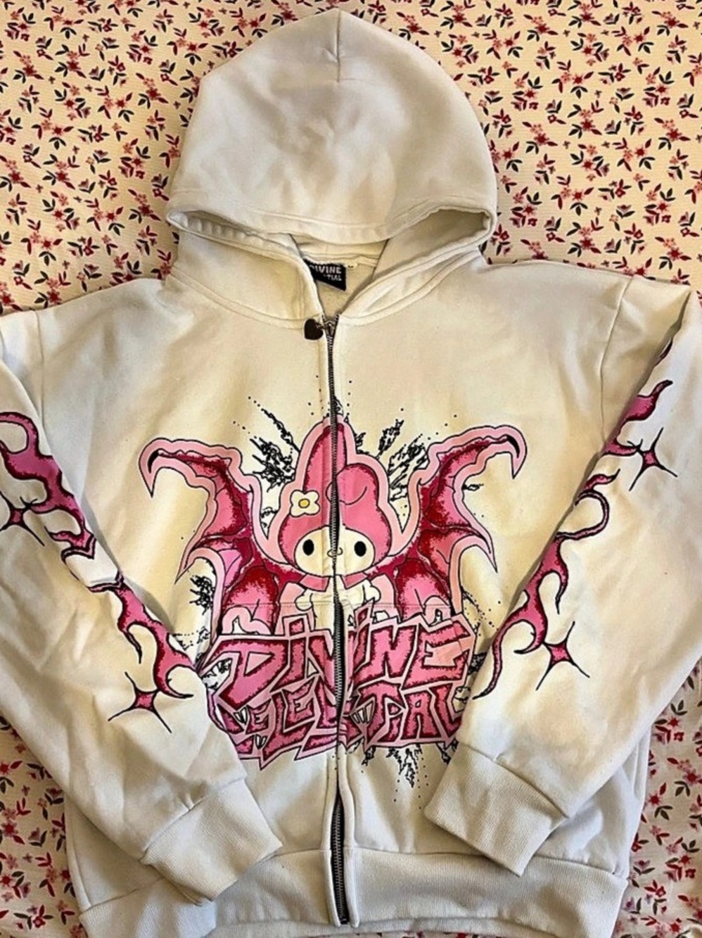 Divine Celestial My Melody Zip-Up Hoodie White & Pink Medium